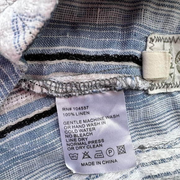 Anthropologie Tiny Striped Linen Flare Pants - Picture 6 of 8